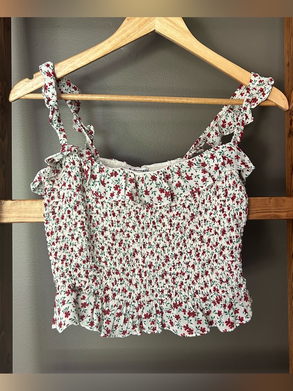 Reformation Canopy Ruffle Trim Smocked Top